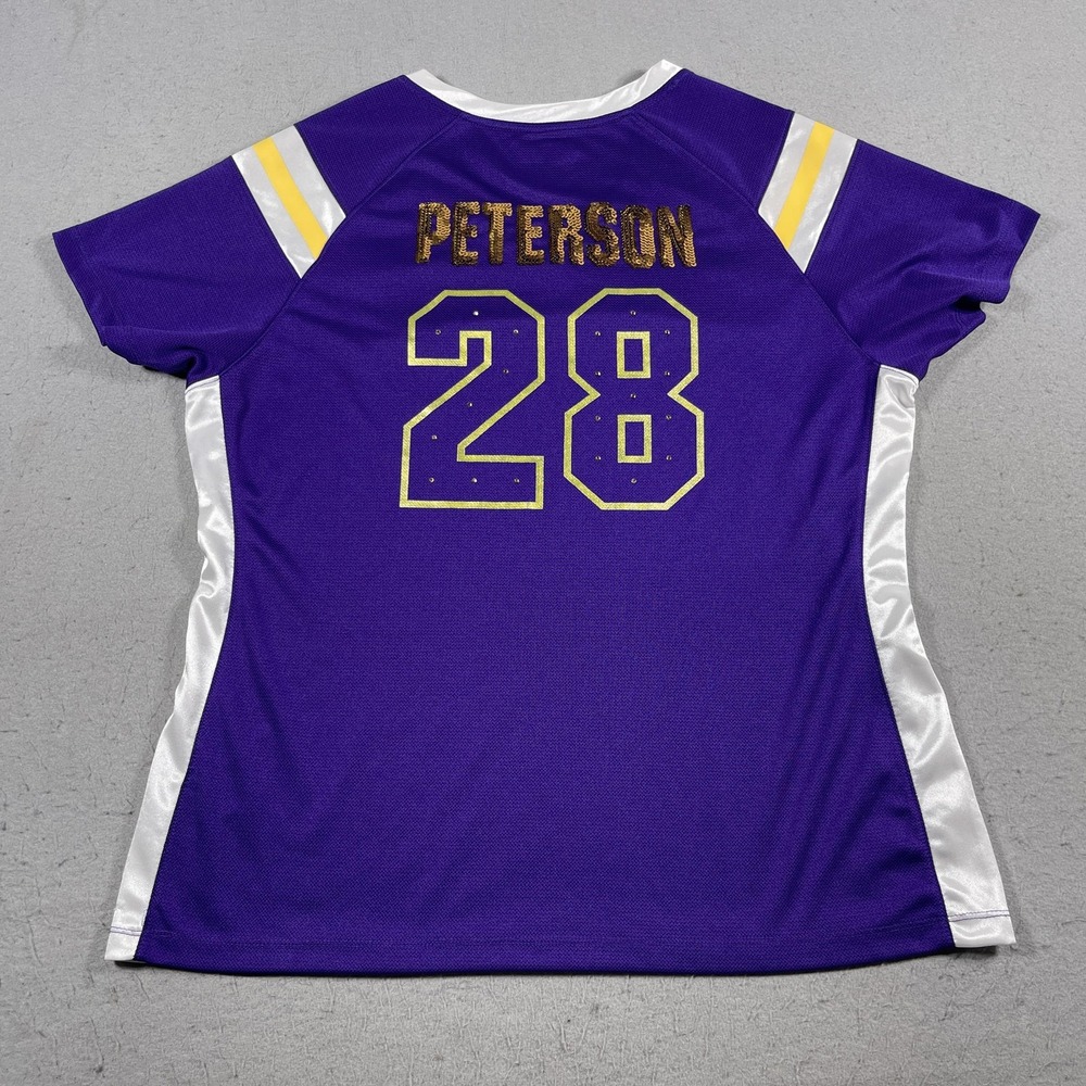 Minnesota Vikings Jersey Women 2XL Adrian Peterson 28 Sequins Purple NFL